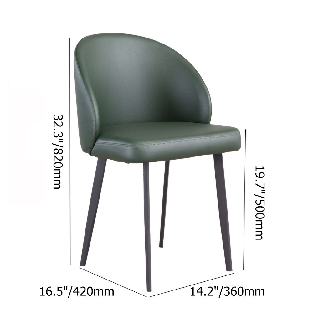 Modern Green Upholstered PU Leather Carbon Steel Leg Side Chair Set of ...