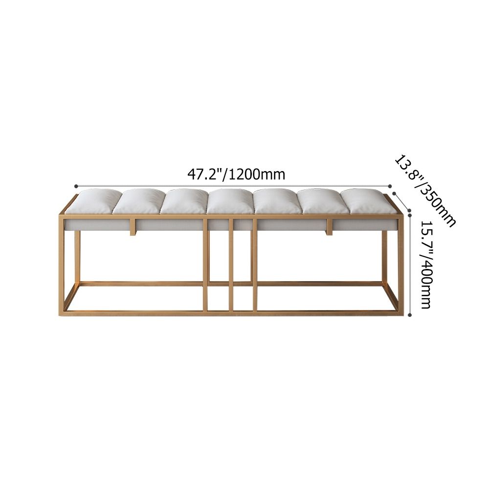Modern White Bench PU Leather Bench with Stainless Steel Frame Gold Dining Bench
