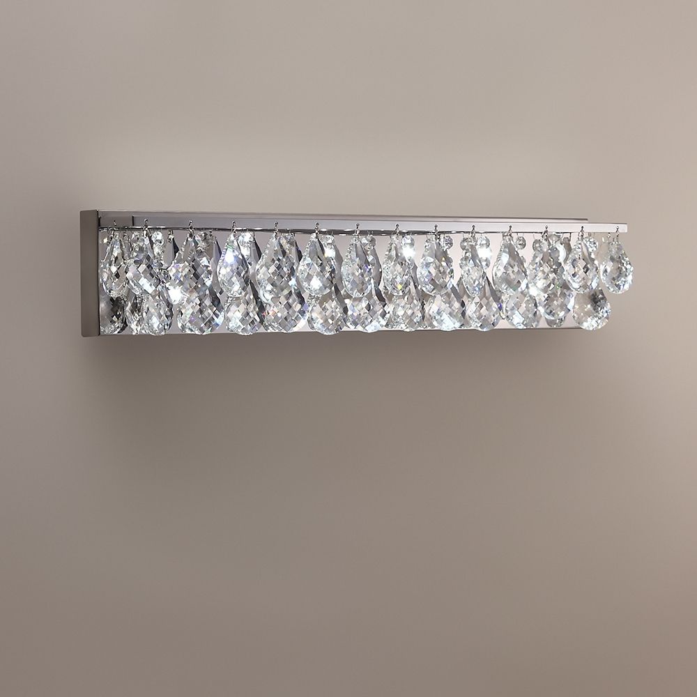 Modern Luxury Luminous Led Crystal Wall Sconce Bath Vanity Light In Polished Chrome Finish