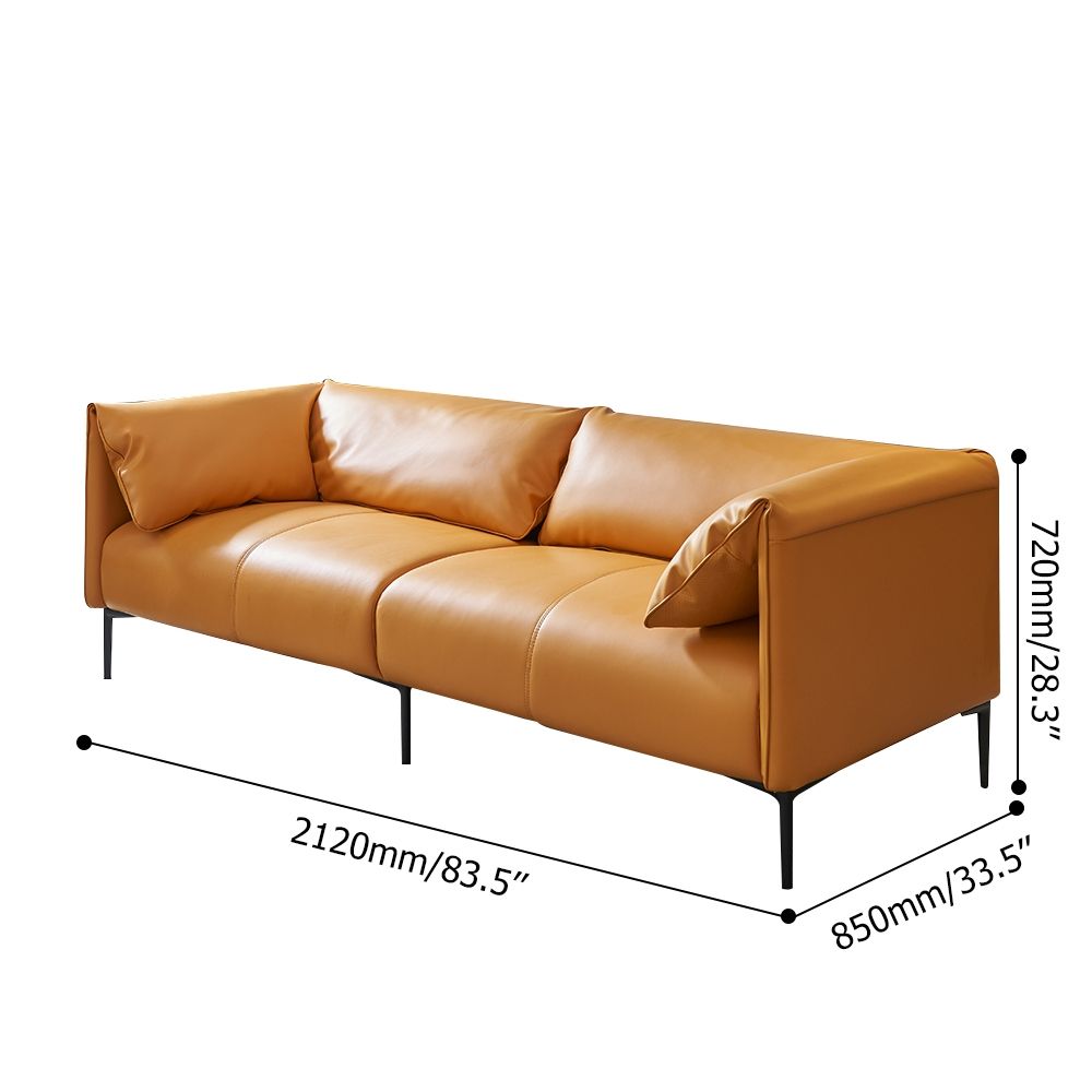 Modern Orange Upholstered Sofa 3-Seater Sofa Luxury Sofa Faux Leather