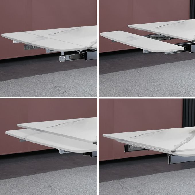 Weißer ausziehbarer Esstisch rechteckiger Stein-Esszimmertisch