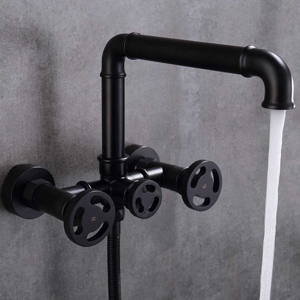 Ruth Industrial Pipe Matte Black Wall Mounted Bathtub Filler Faucet