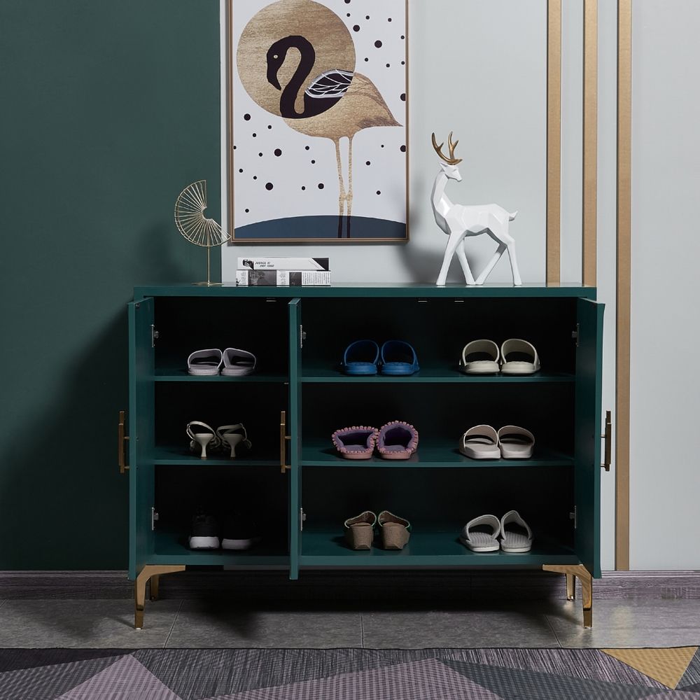 47" Modern Green Shoe Rectangle Shoe Storage with Doors and