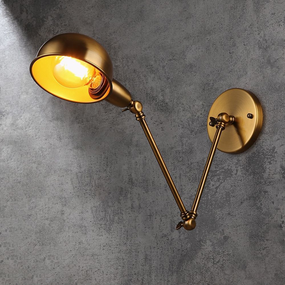 Industrial Retro Brass Wall Light Adjustable 1Light Indoor Wall Sconce