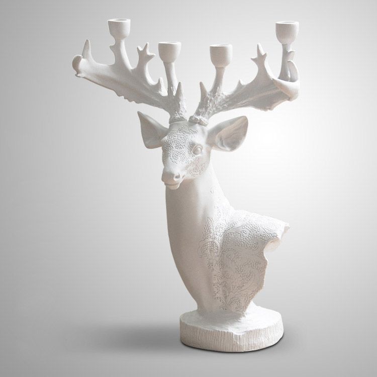 large white resin deer head