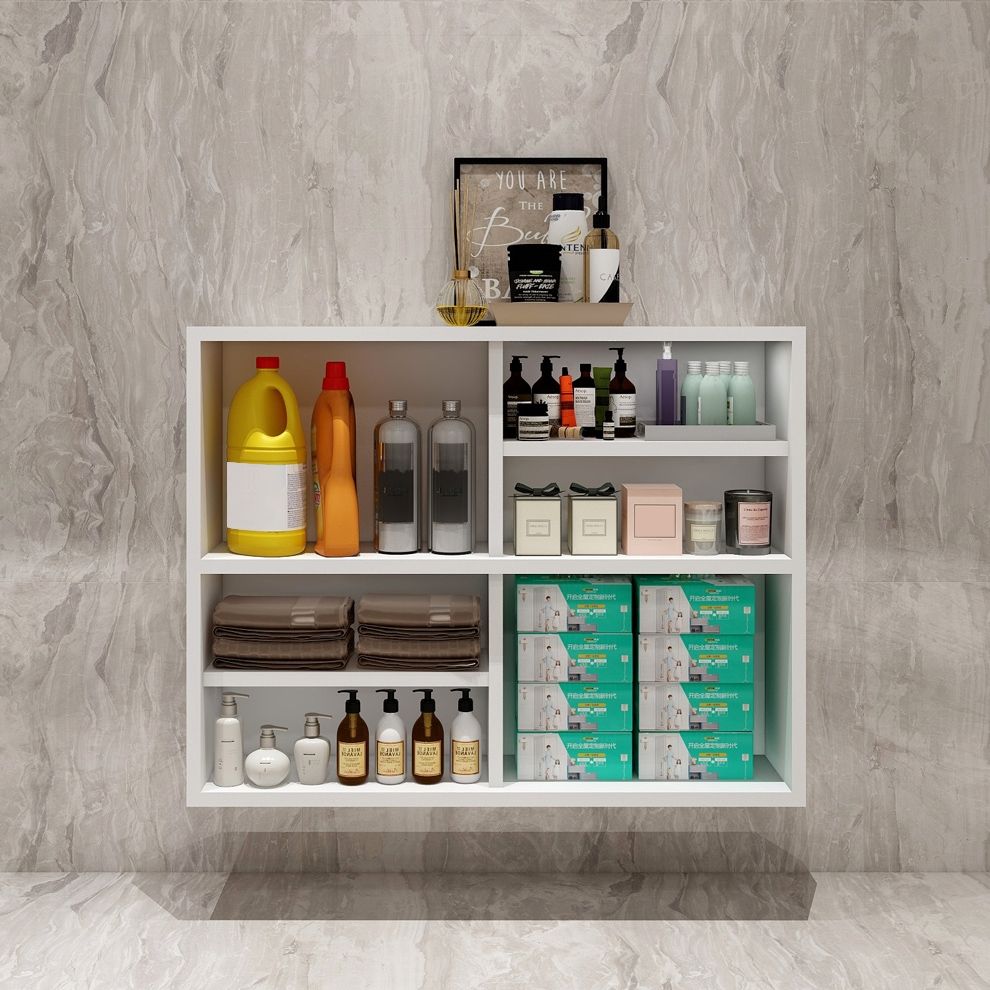 White Wall Mounted Bathroom Storage Over Toilet