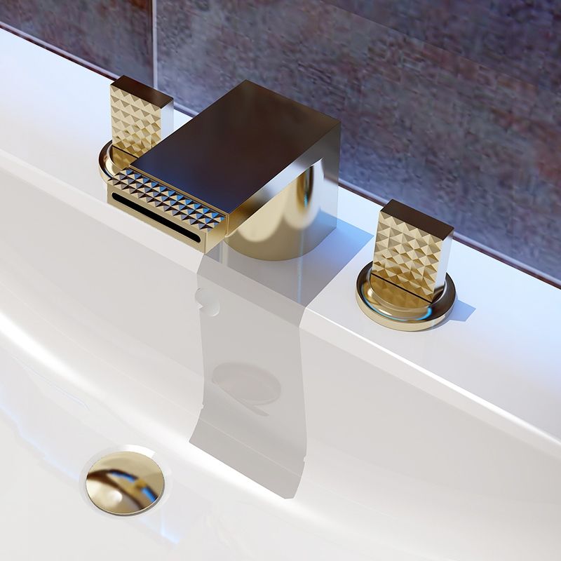 Moderner Wasserfall Deck-Mount 2-Griff Verbreitet Waschbecken