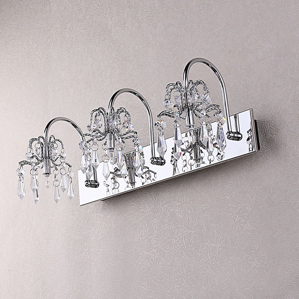 Contemporary Clear Crystal Bath Vanity Light 3Light Wall Lamp Fixture