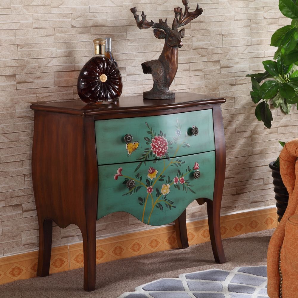 31" Vintage Entryway HandPainting Floral and Butterfly