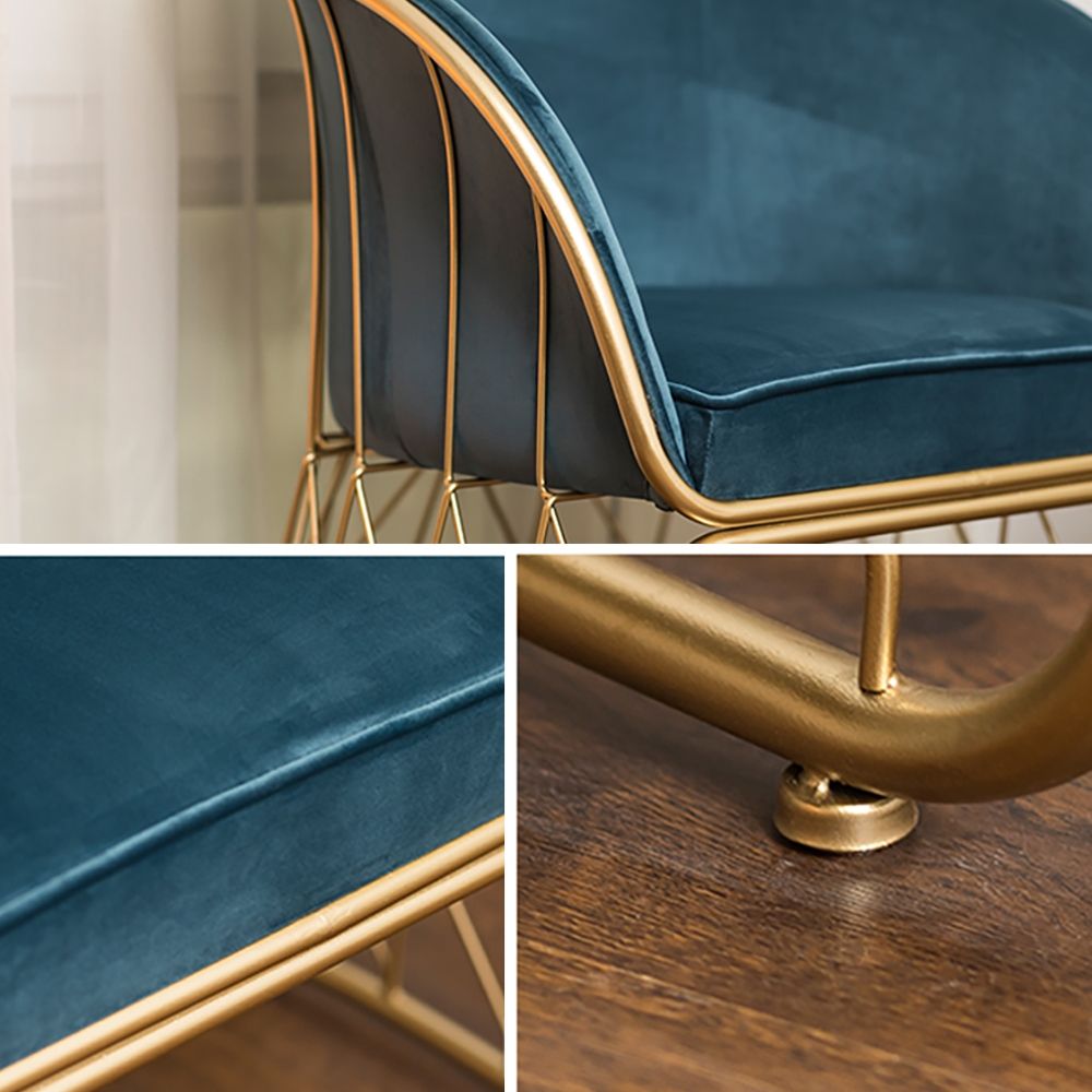 Blue Accent Chair Upholstered Velvet Modern Accent Chair in Gold Legs