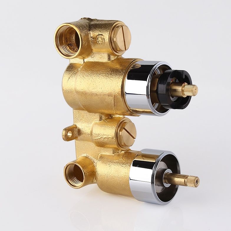 Concealed Thermostatic 2-Outlet Solid Brass Shower Valve & Trims with ...