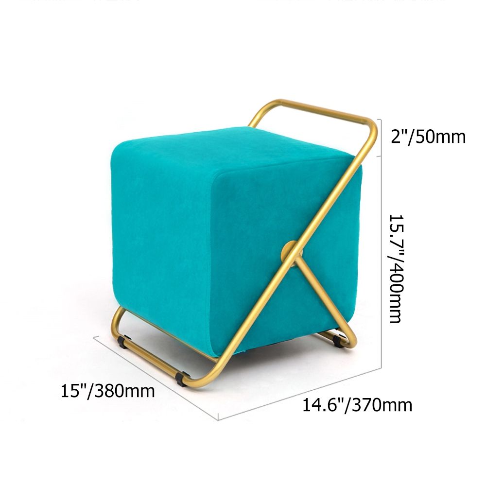 Modern Ottoman Blue Velvet Ottoman Foot Stool Footrest Ottoman with