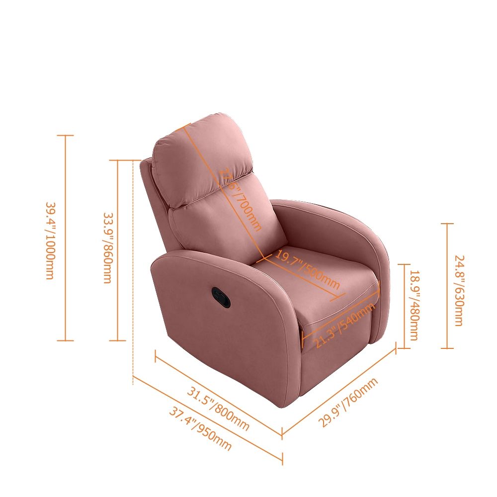 Swivel Modern Gliding Pink Recliner Chair in LeathAire