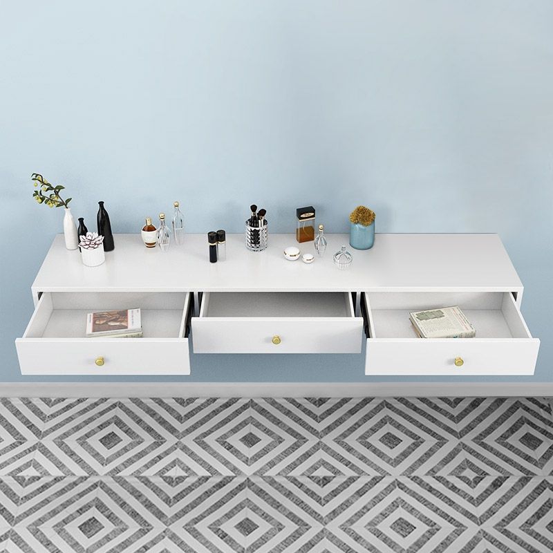 Moderner weißer Schreibtisch mit angebrachtem Schreibtisch und Schubladen