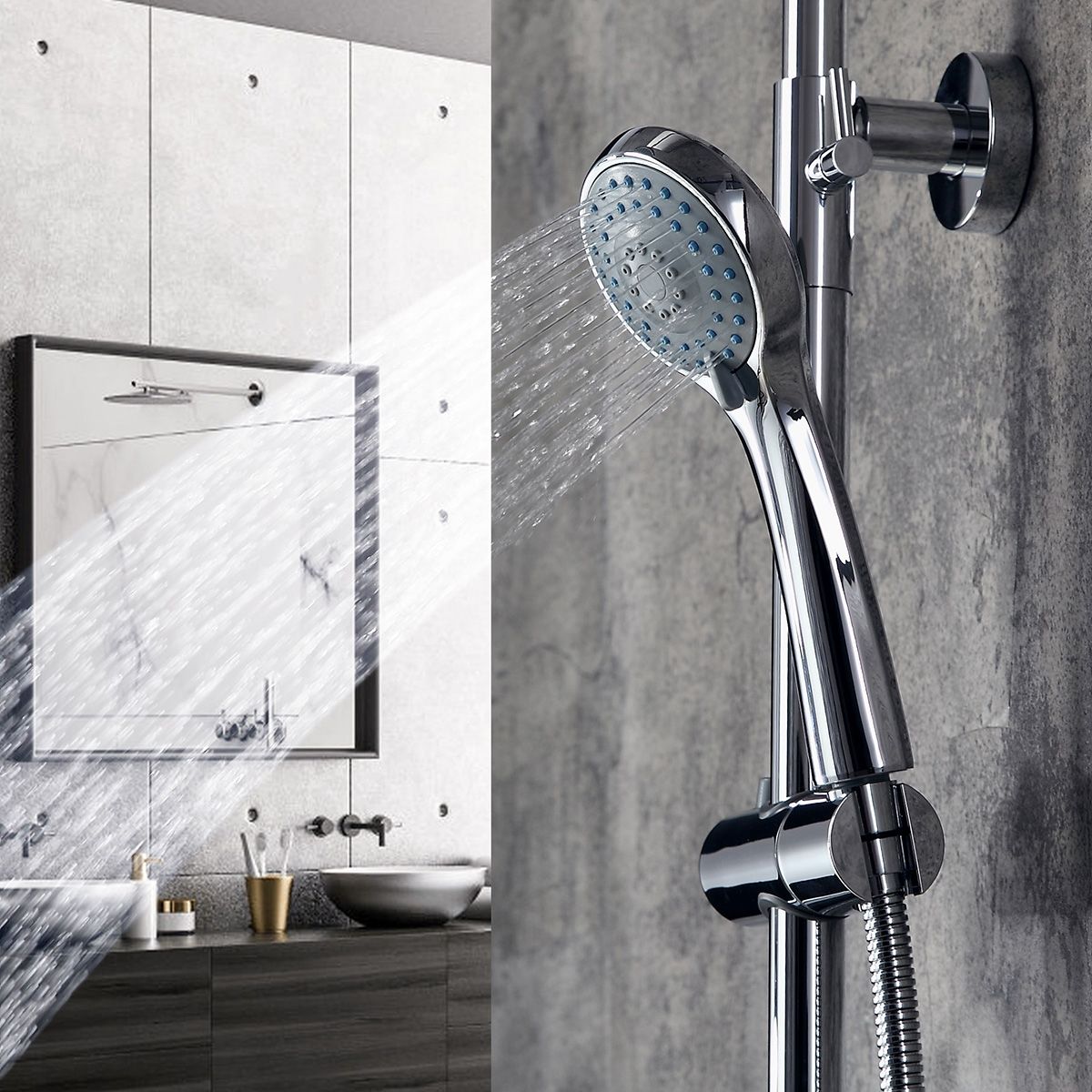 Modern Polished Chrome Exposed Thermostatic Rain Shower System with