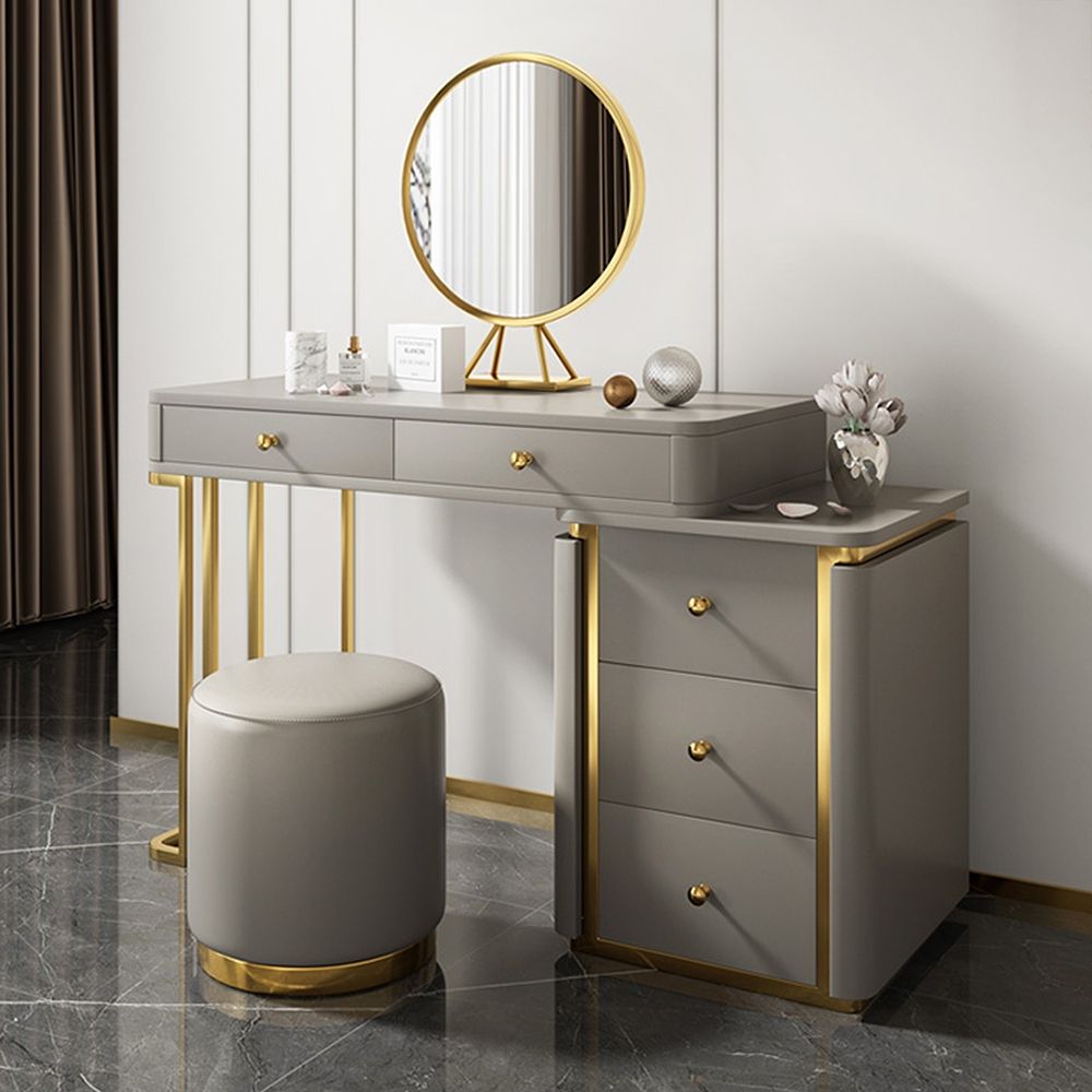Makeup Vanity Set Retracted&Extendable Dressing Table with Drawer&Stool ...