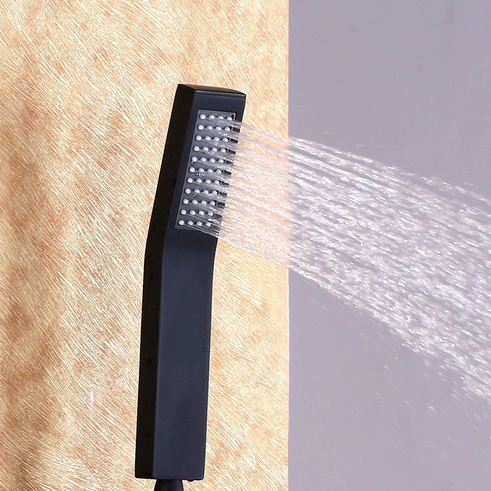 Modern Matte Black Square Handheld Hand Shower Head Solid Brass