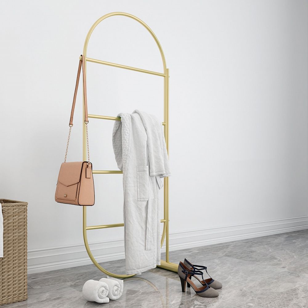 61" Simple Gold Clothing Rack with Hanging Oval Shape