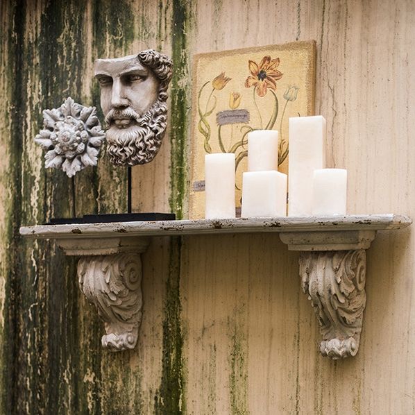 French Country Shabby Chic Distressed White Resin Decorative Wall