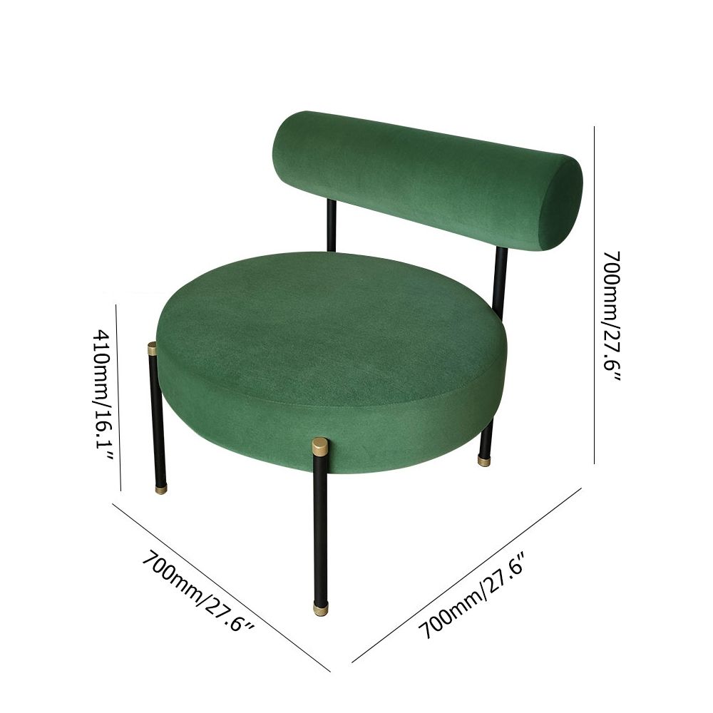 Round Green Accent Chair Velvet Upholstered Armless Accent Chair