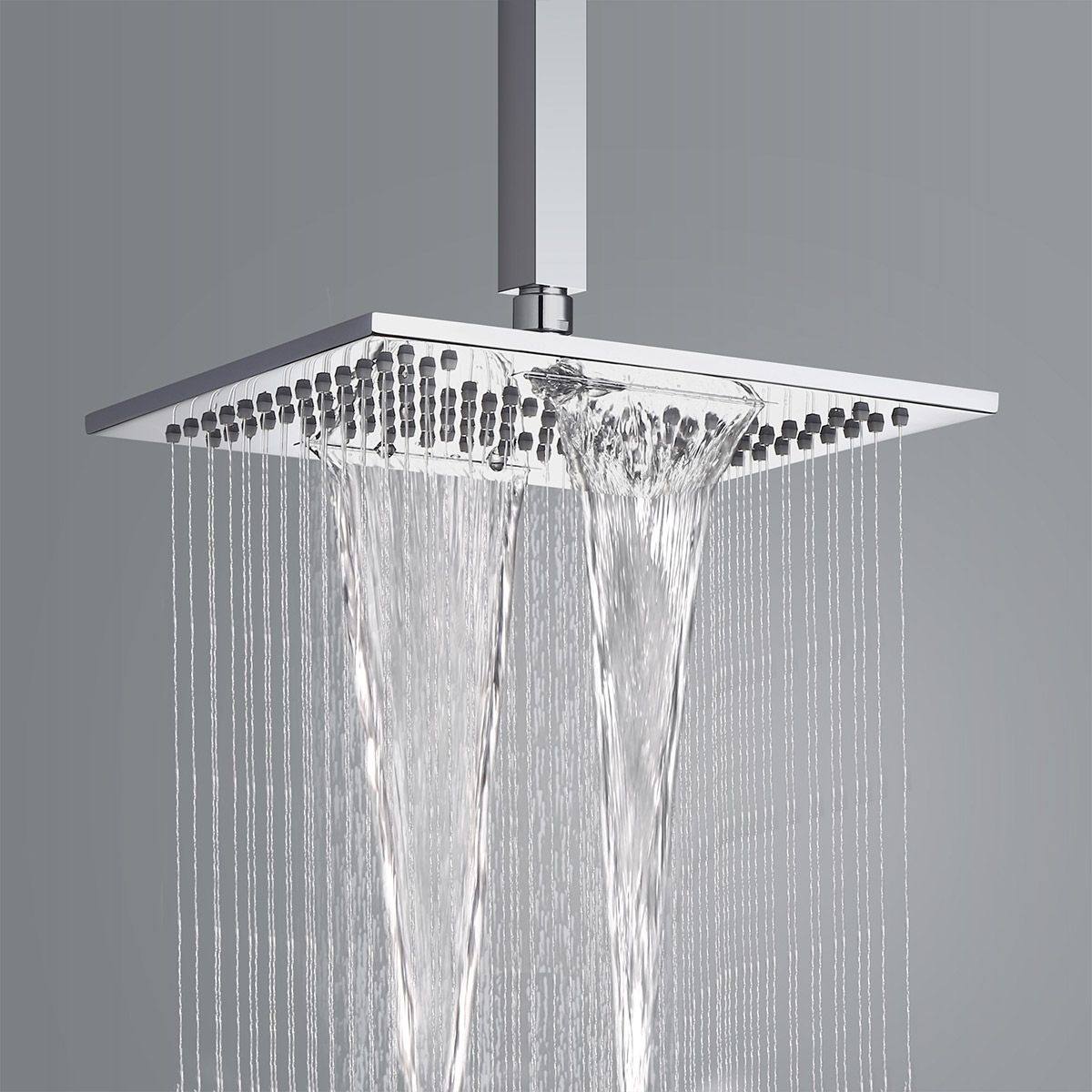 10 Waterfall Square Rain Shower Head Two Functional In Polished Chrome