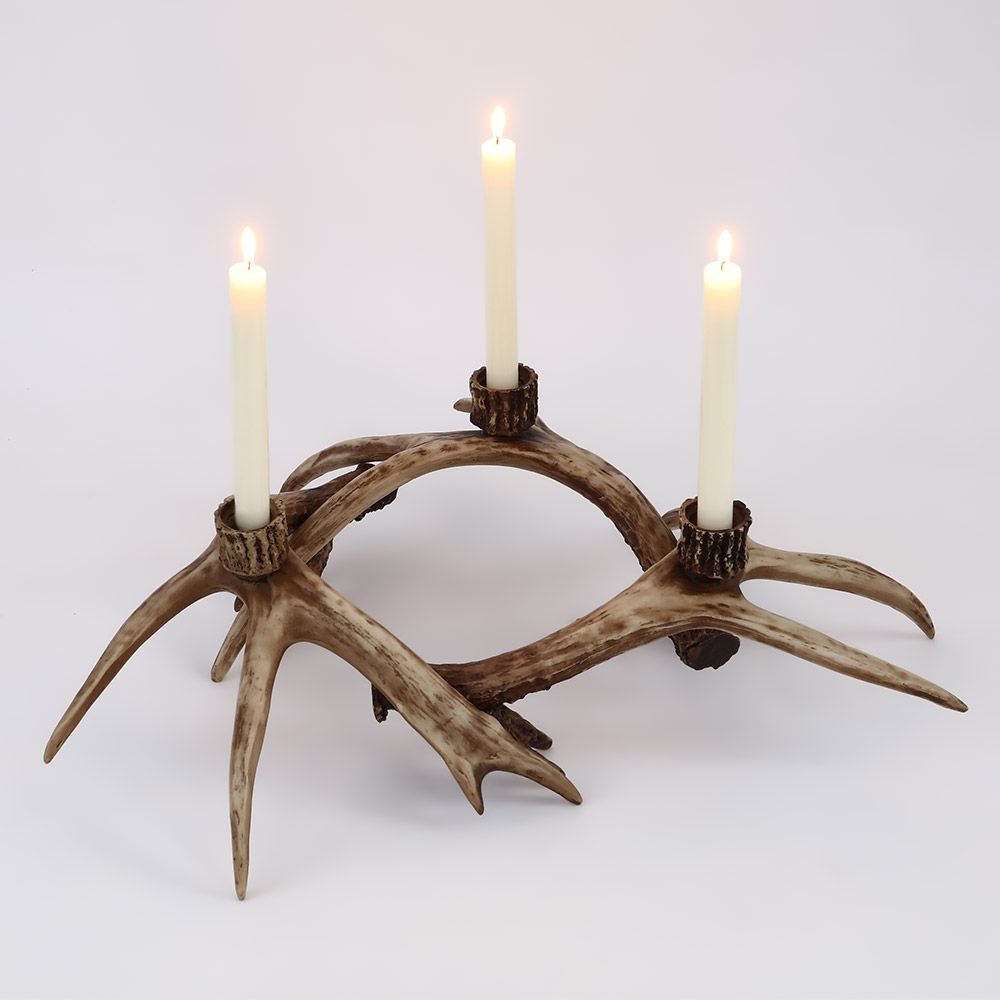 Vintage Faux Antler Candle Holder 3 Piece Resin Candle Holder Centerpiece Set Of 3 7131