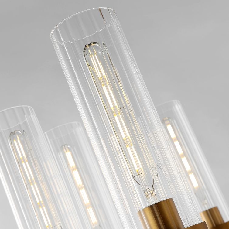 Shay Modern Minimalist 8-Light Clear Ribbed Glass Cylinder Chandelier ...
