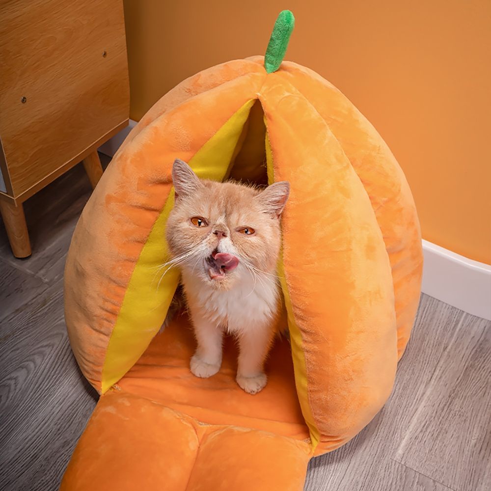 plush cat cave bed