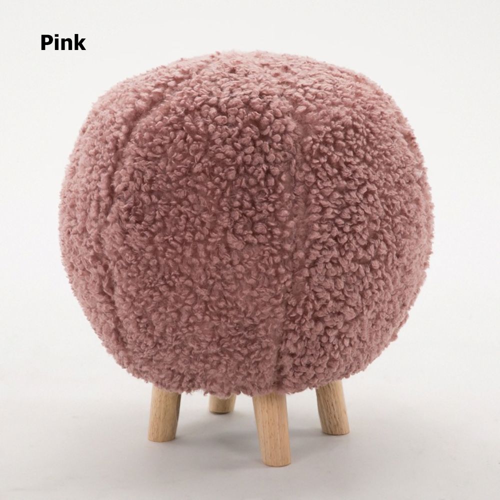 White Modern Entryway Fuzzy Pouf Ottoman Upholstered Footrest Stool