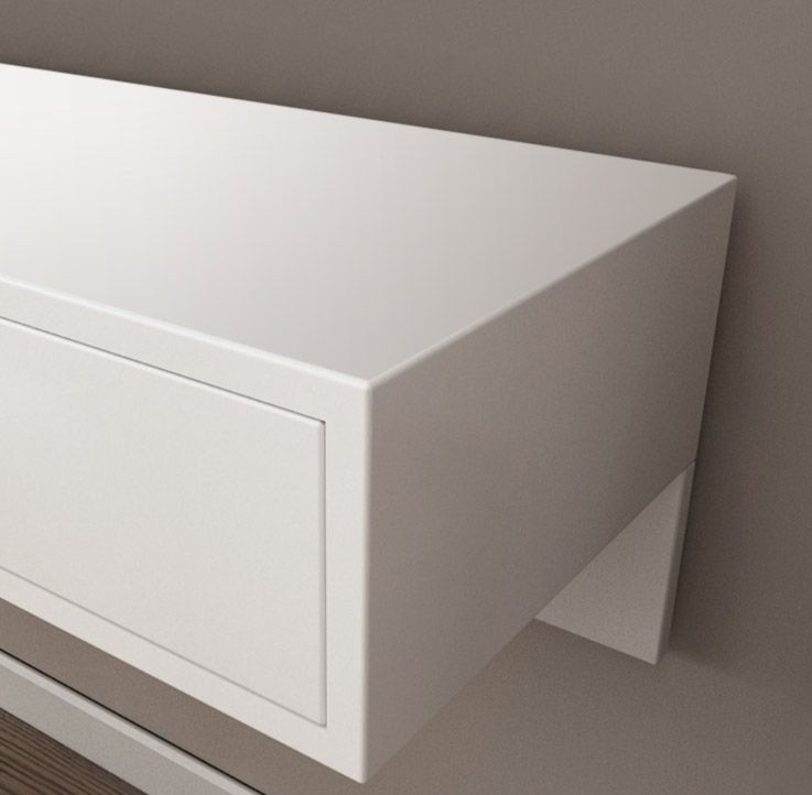 Moderner weißer Schreibtisch mit angebrachtem Schreibtisch und Schubladen