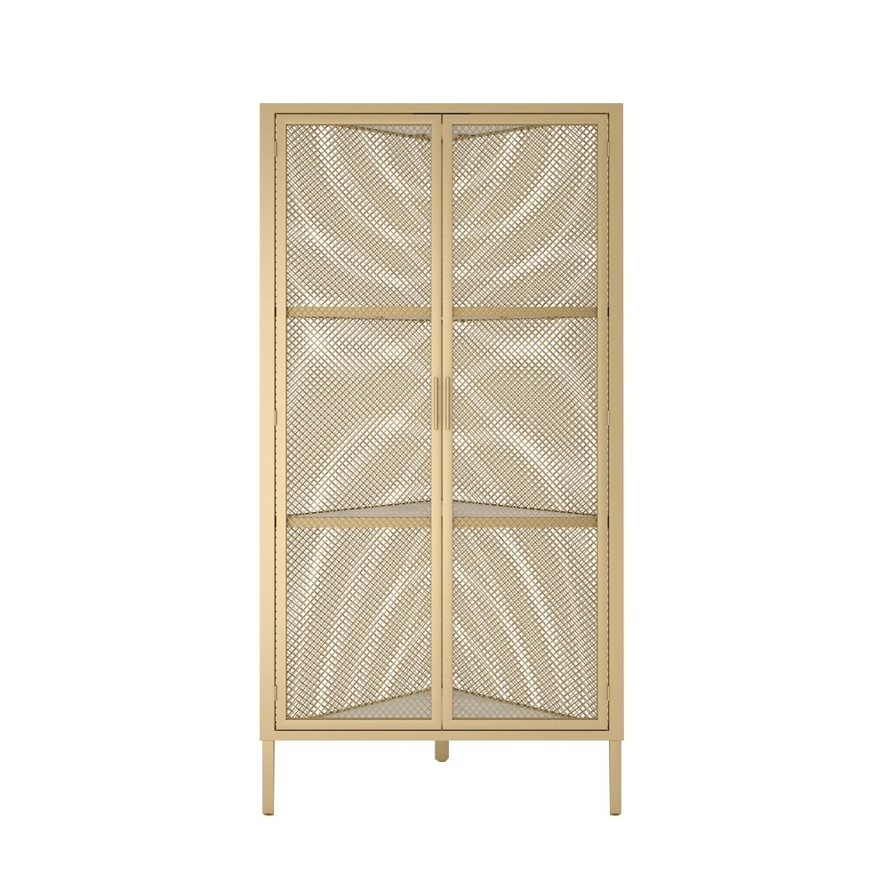 White Corner Triangle with 4Shelf Industrial Storage Accent