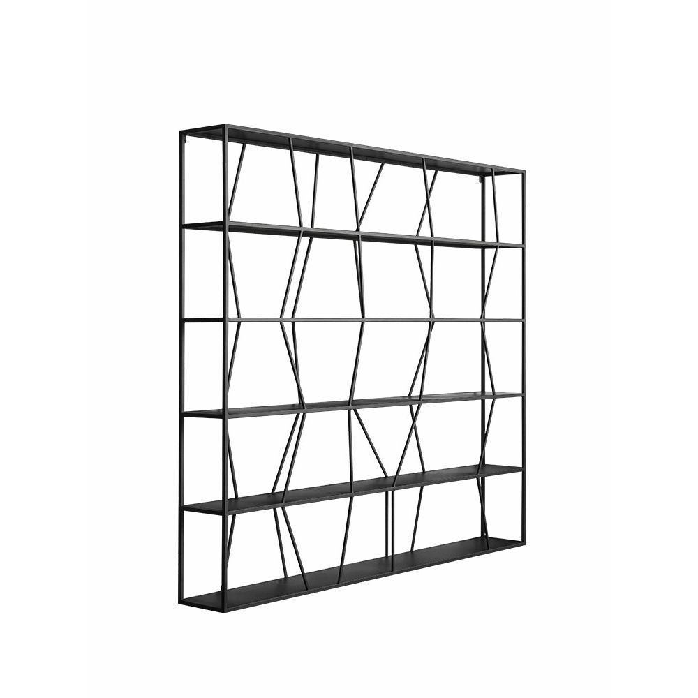 Black Modern Geometric Bookshelf Metal with 5Tier Shelving