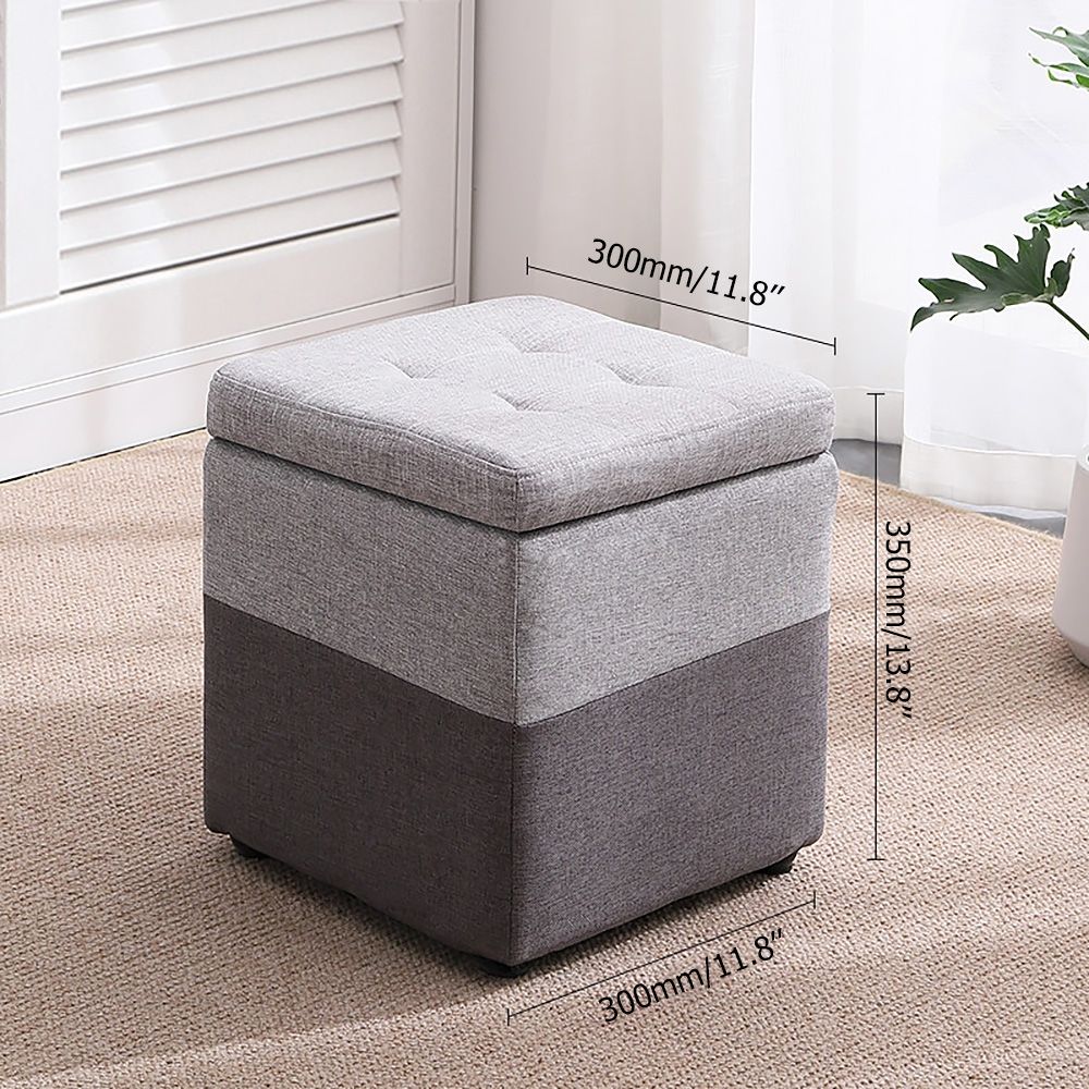 Deep Gray & Light Gray Pouf Ottoman Upholstered Ottoman Footrest with
