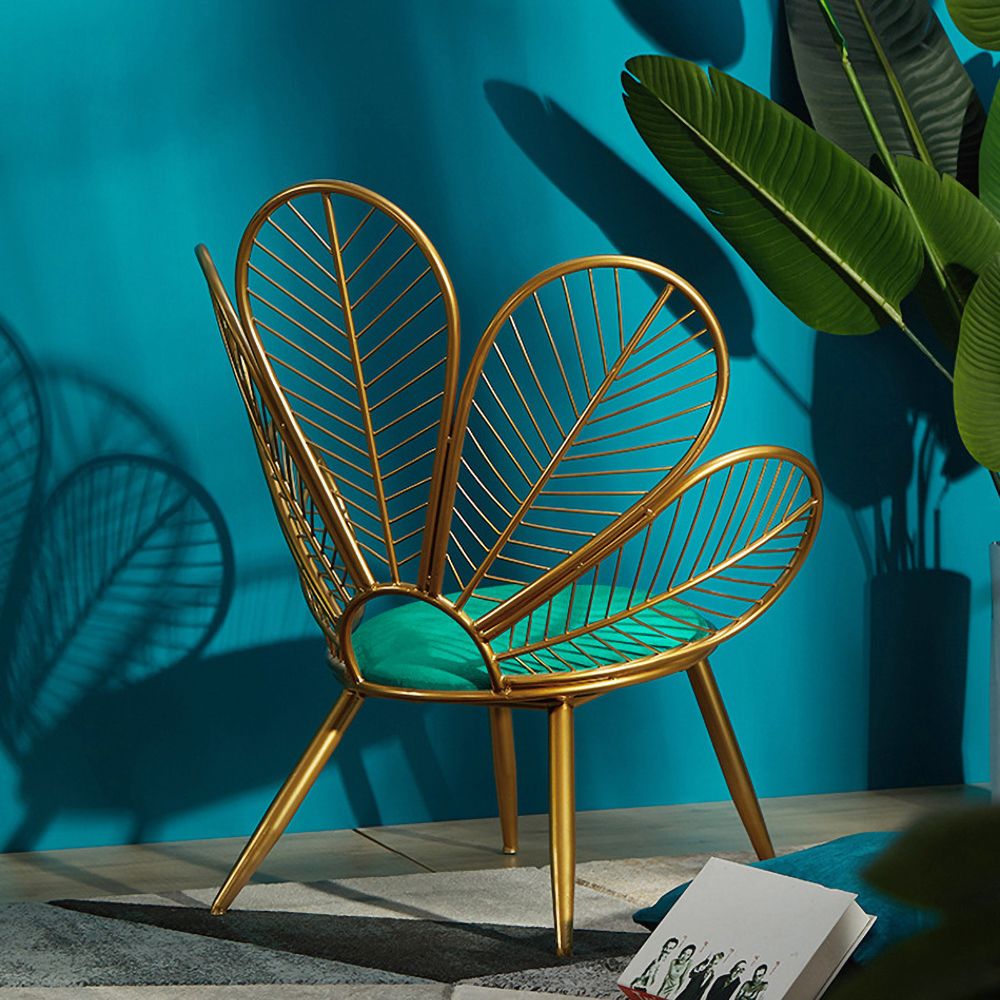 Modern Stylish Peacock chair Green Velvet Upholstered Lounge Chair Gold