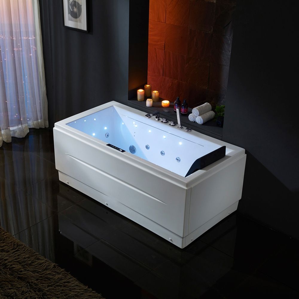 67" Modern Acrylic White Corner Air Whirlpool Jetted Bathtub