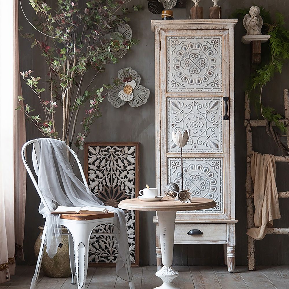 Holz hoher Lagerschrank Vitrine mit Tür