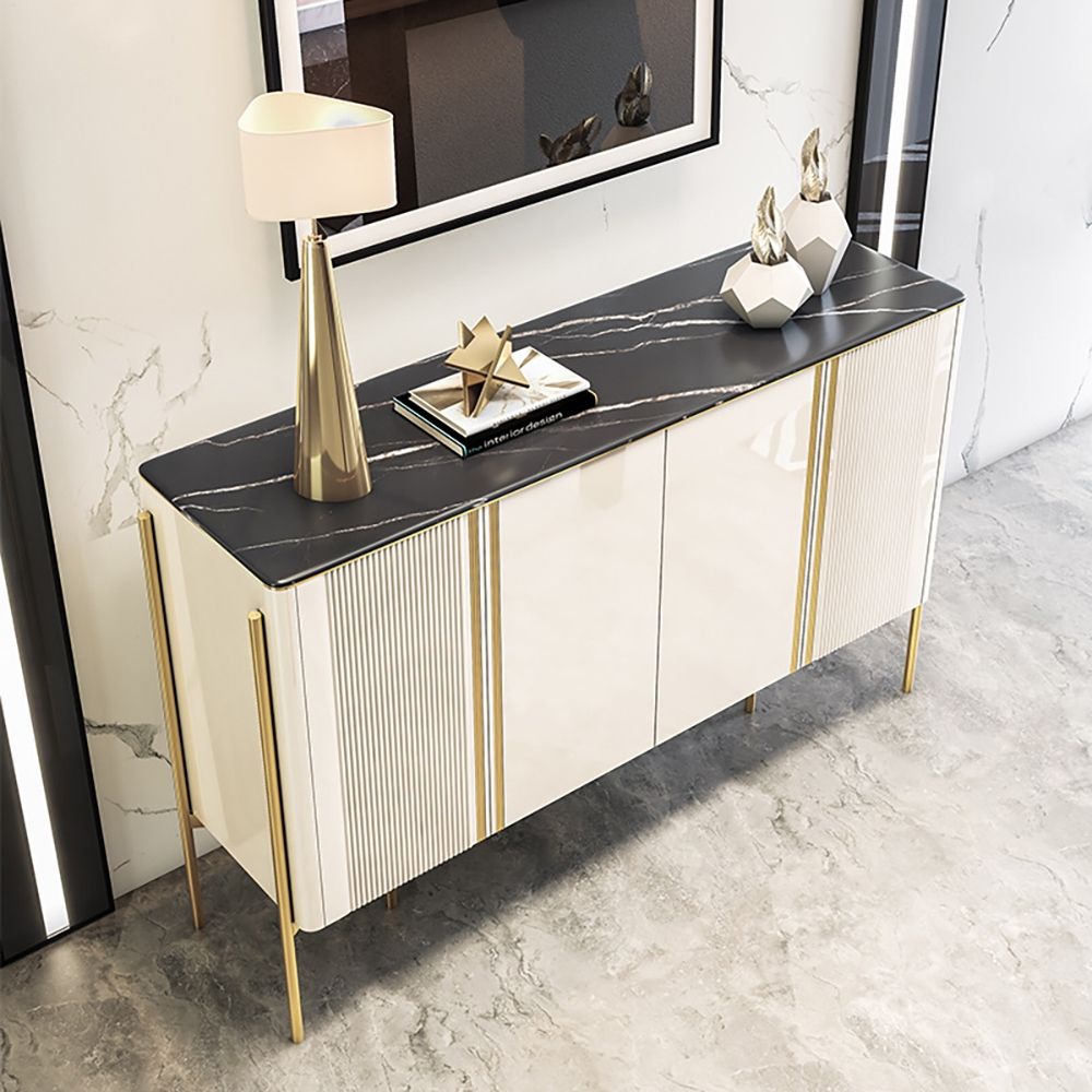 59" Champagne Luxury 4Door Sideboard Buffet with Stone Top Modern
