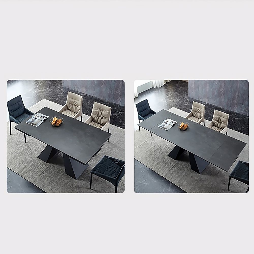 Minimalist Retractable Rock Slab Rectangular Luxury Folding Dining Table