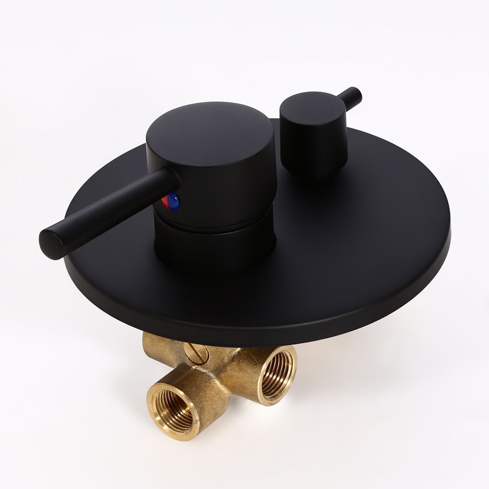 Modern Matte Black Round DualFunction 2Outlet Shower Valve Solid Brass