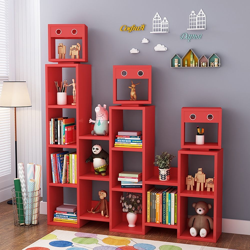 1500mm Robot Kids Bookshelf Toy Storage Shelving in Red