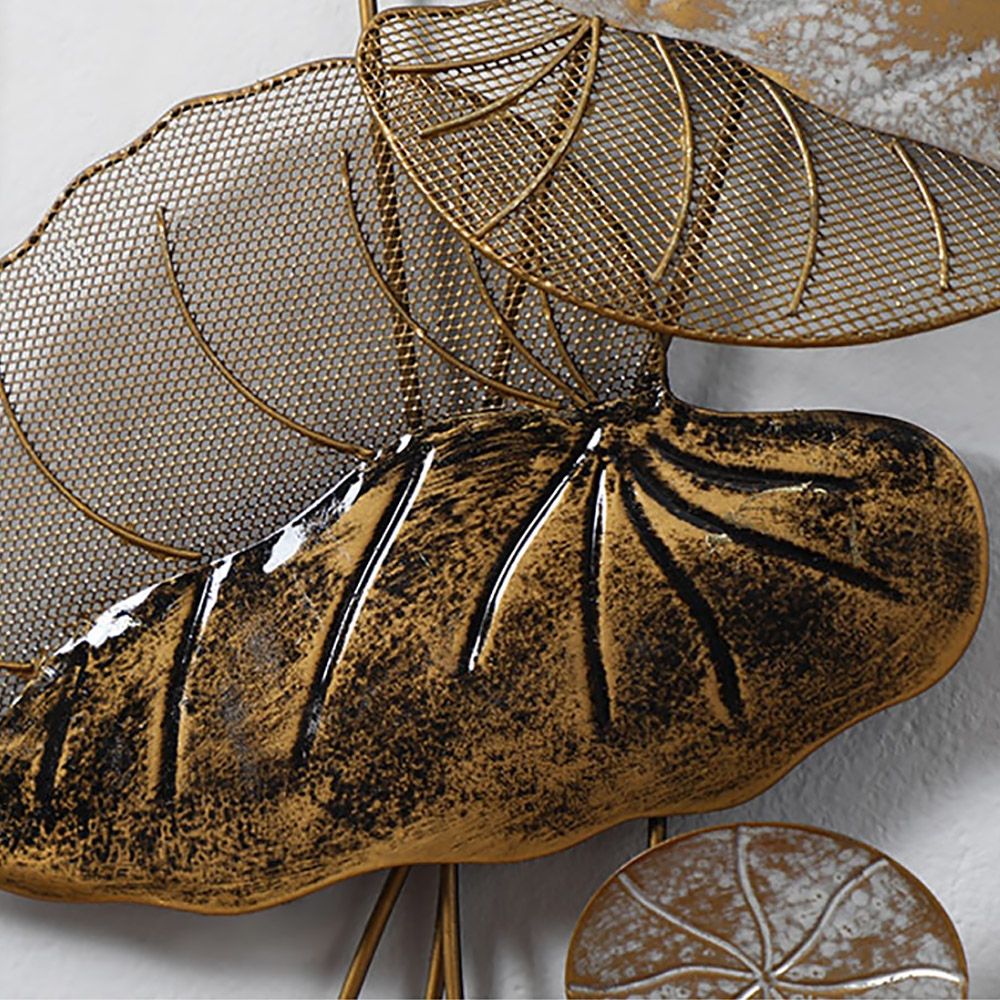 2 Pieces Metal Lotus Leaf Home Wall Decor Set