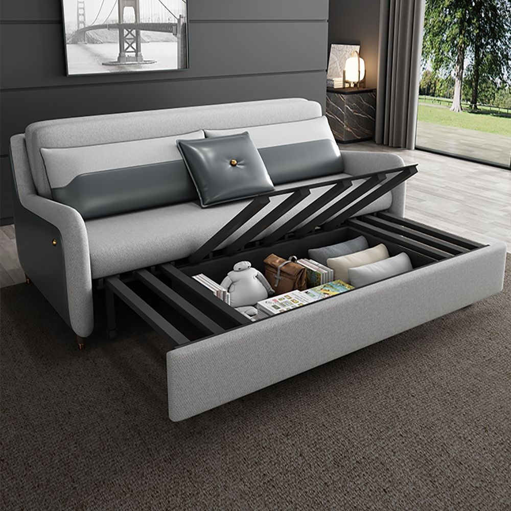 83.5" Full Sleeper Sofa Grey Cotton&linen Upholstered Convertible Sofa
