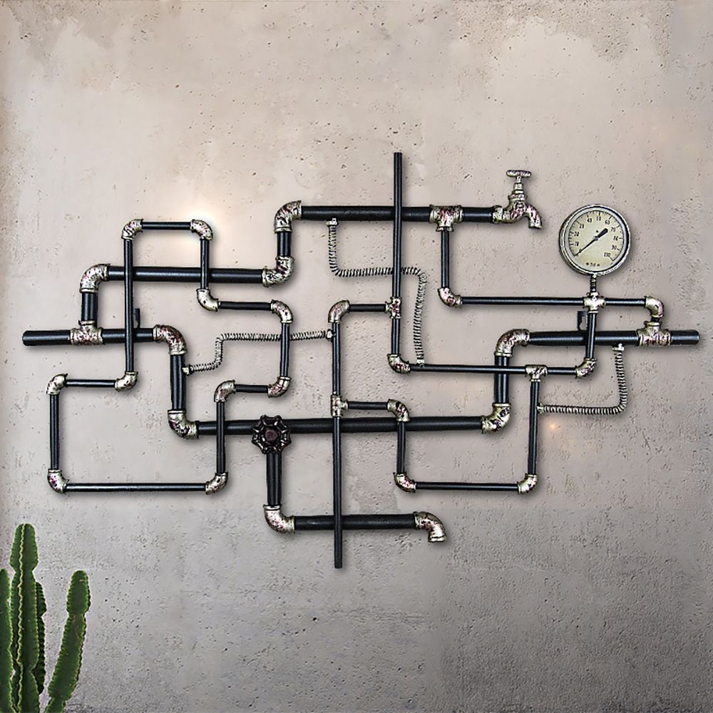 Industrial Vintage Black Metal Water Pipe Wall Decor Art