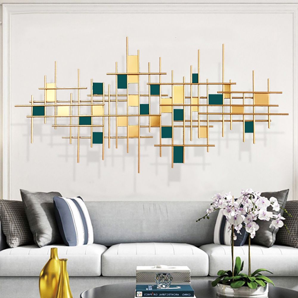 Modern Luxury Style Gold & Dark Green Metal Wall Decor Home Art