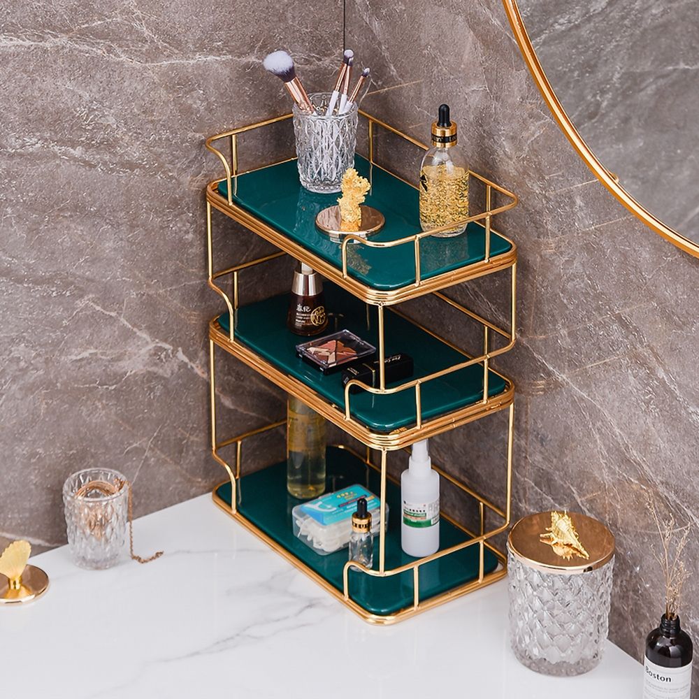 3Tier Modern Gold Desk Organizer for Cosmetic