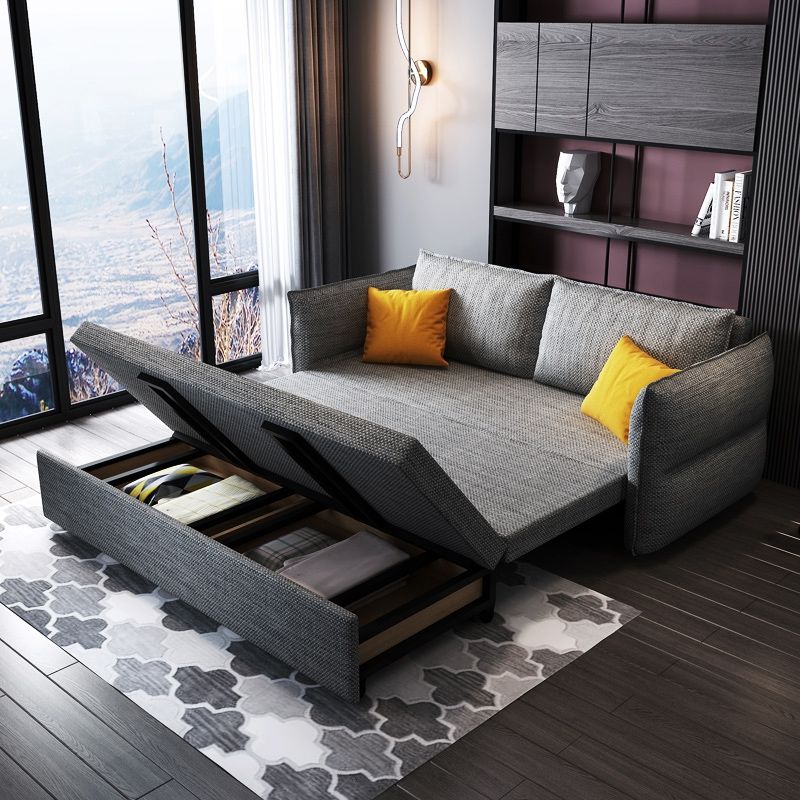 78.7" Cotton&Linen Upholstered Convertible Sofa Full Sleeper Sofa with