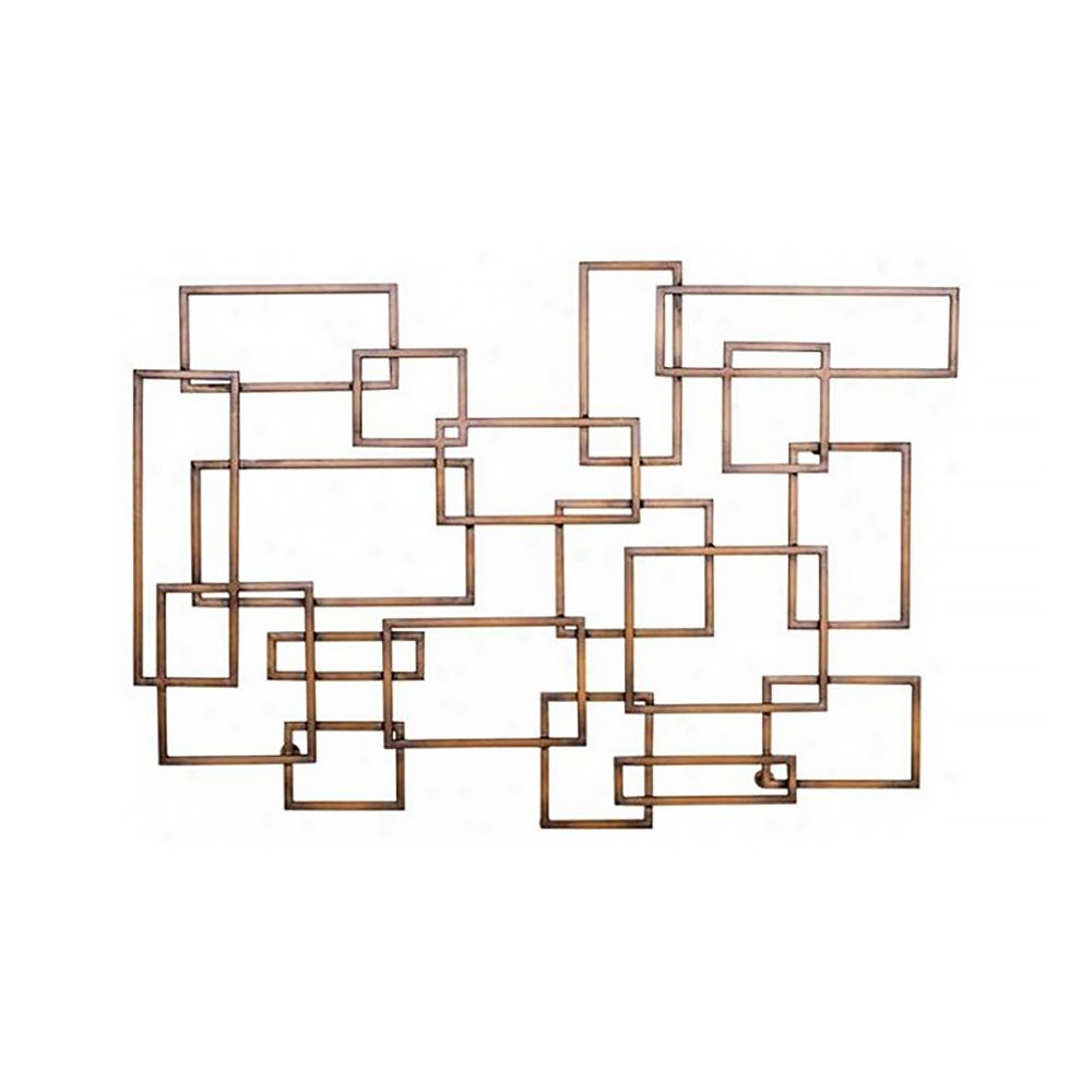 39.4" x 26.8" Modern Distressed Geometric Rectangular Metal Wall Decor