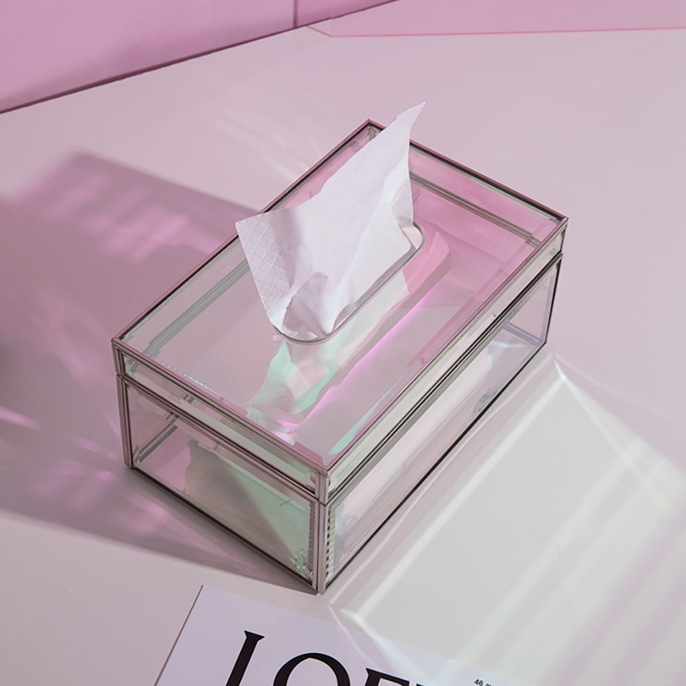 97mm Modern Rectangular Colourful Glass Tissue Box Cover