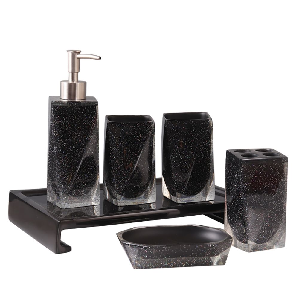 Nordic Black 5-Piece Countertop Bathroom Accessories Set