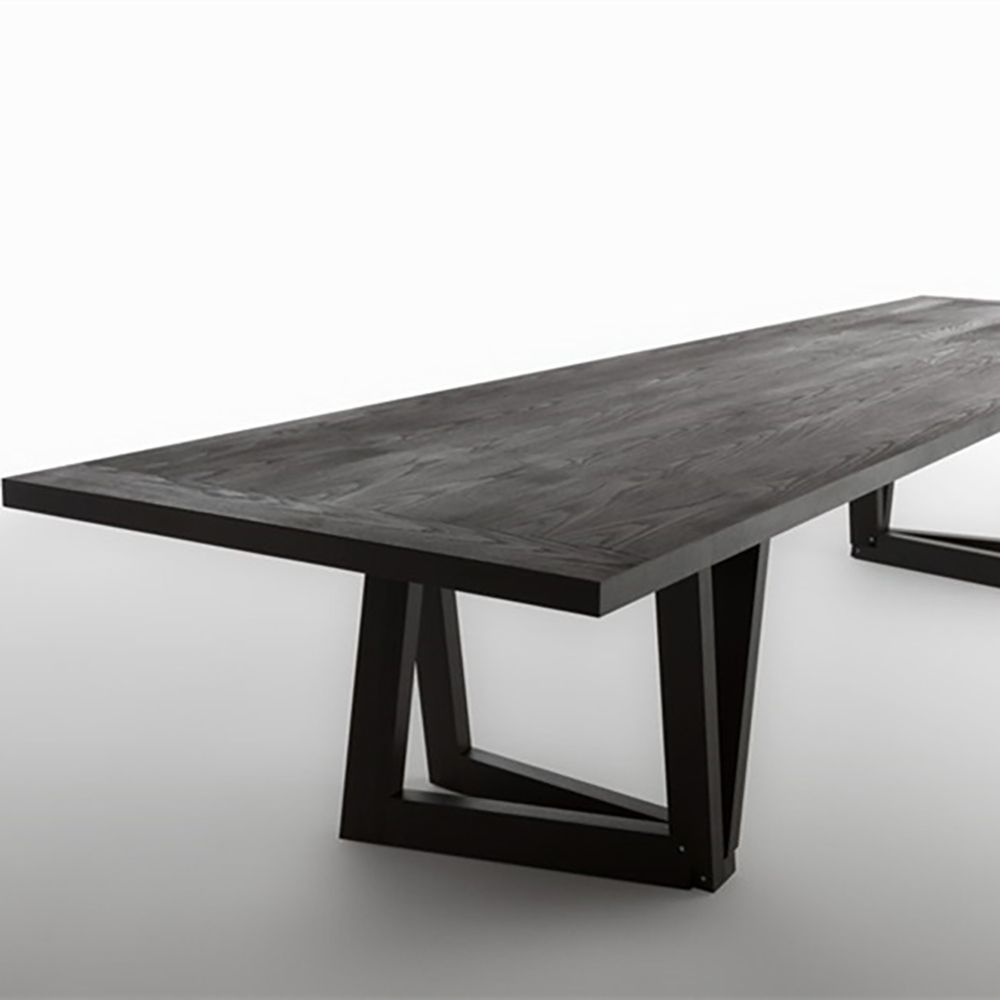 47.2" Industrial Black Rectangular Dining Table Solid Wood Table